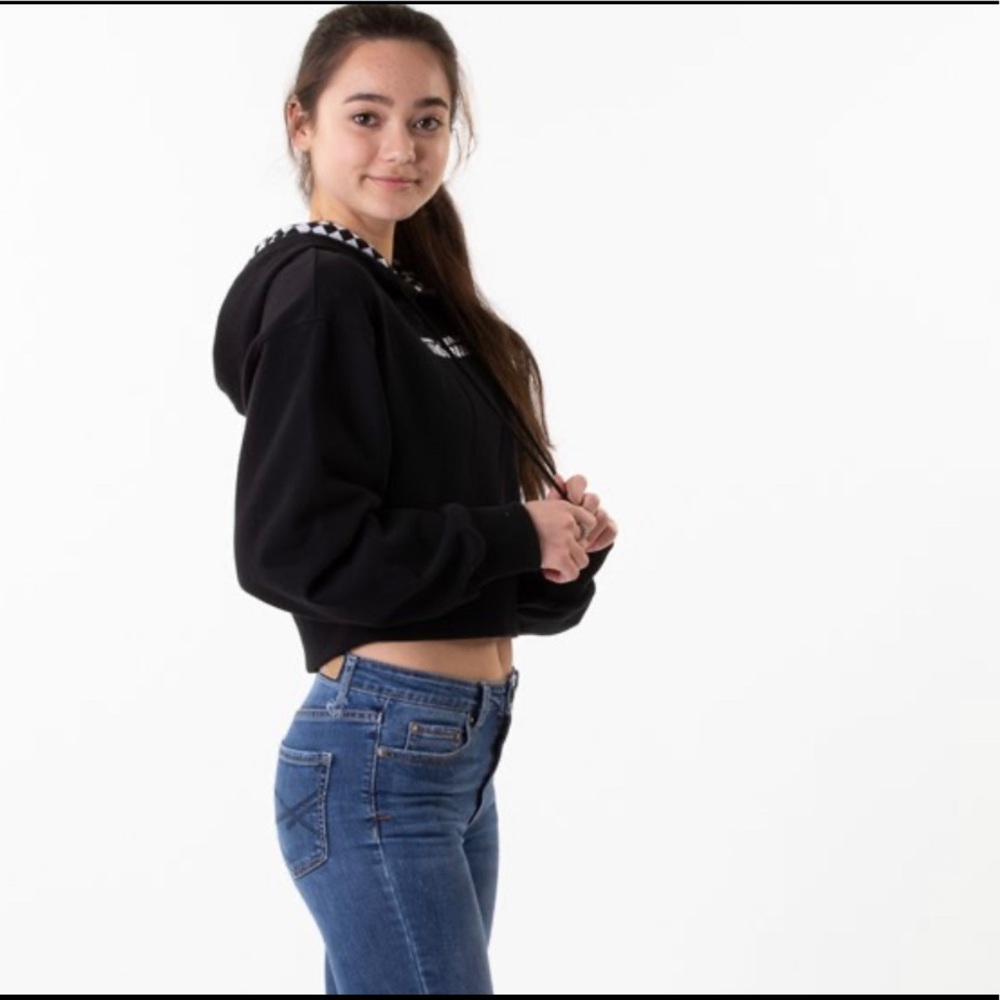 Vans Strait Out Turvy Cropped Hoodie Black Women’s - Picture 3 of 8